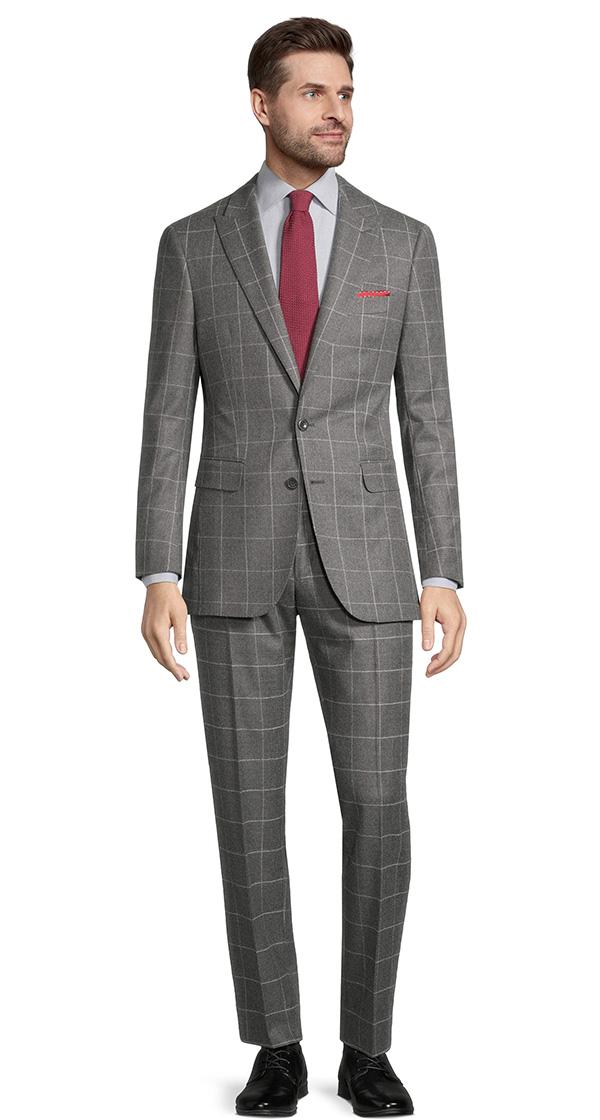 Grey Windowpane Flannel Suit