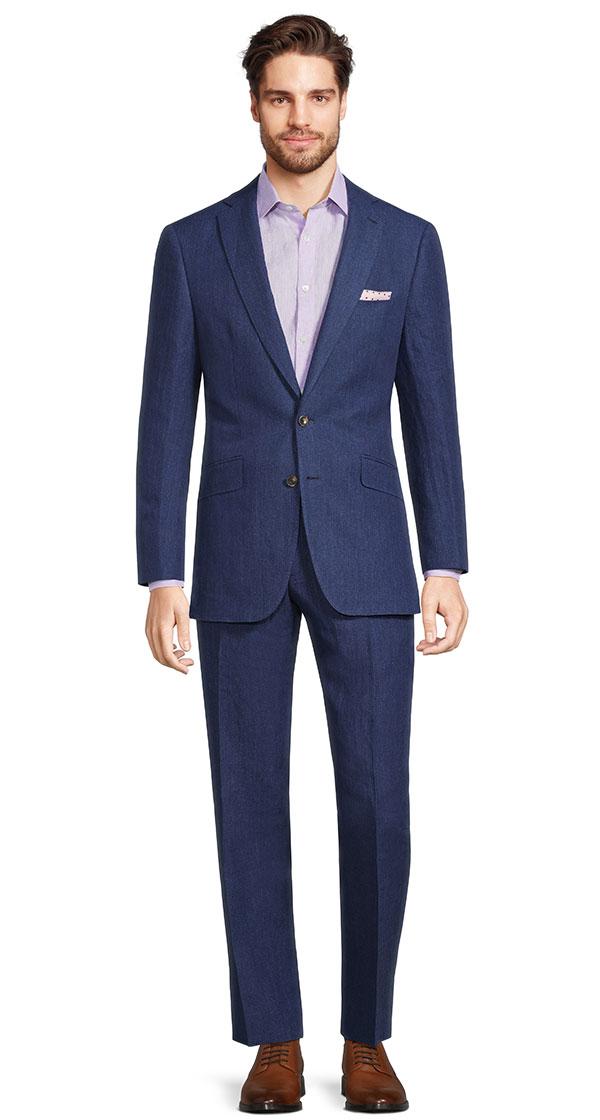 Navy Linen Suit