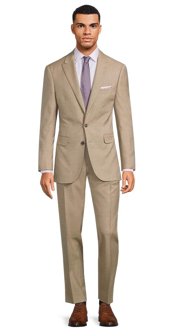 Beige Pick & Pick Natural Bi-Stretch Suit