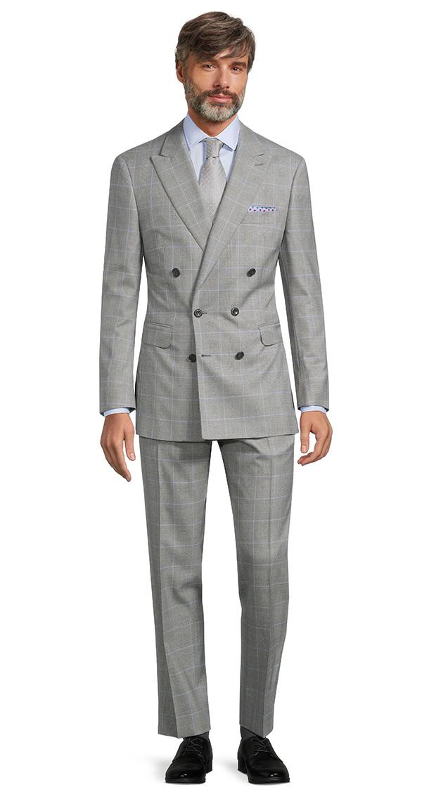 Light Grey Plaid with Lavender Overcheck Suit