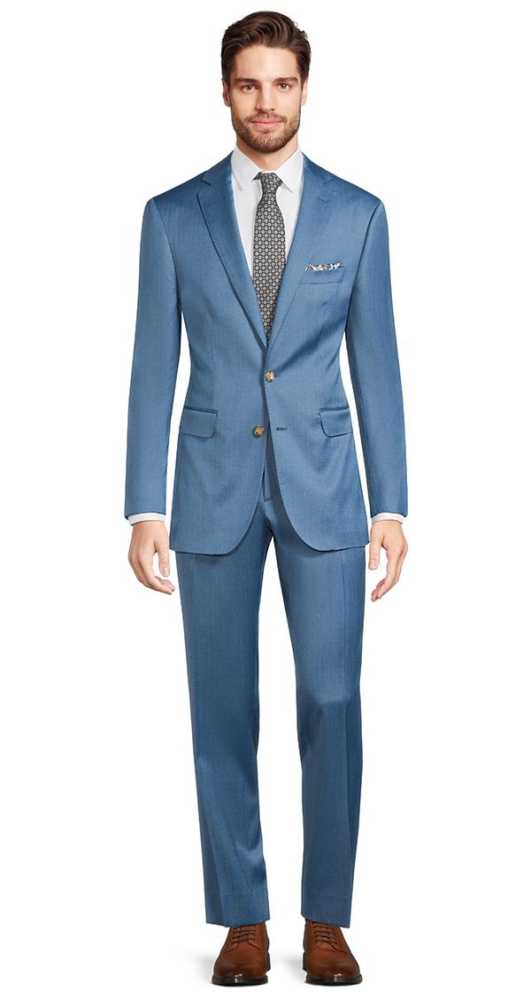 Teal Blue Wool & Silk Suit