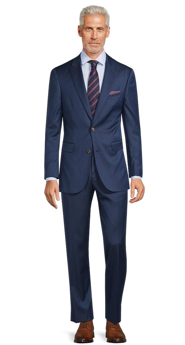 Navy Blue Wool & Silk Suit