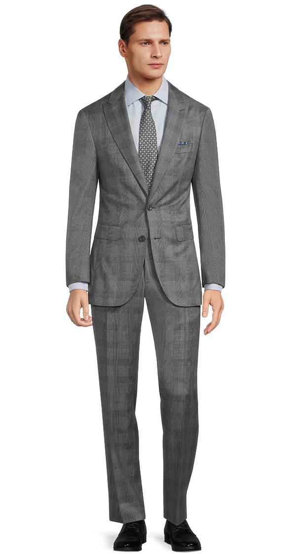 Grey Plaid 21 Micron Wool Suit