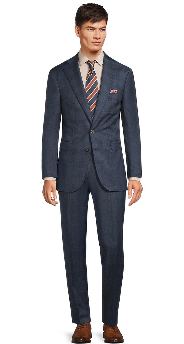Navy Plaid 21 Micron Wool Suit
