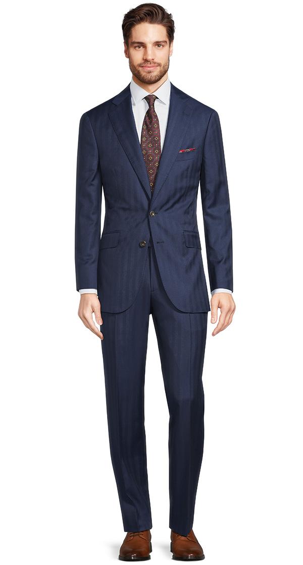 Deep Blue Herringbone Suit