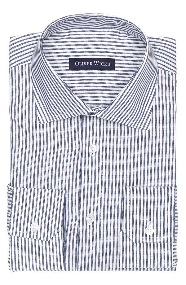 Blue Oxford Stripe Cotton Shirt