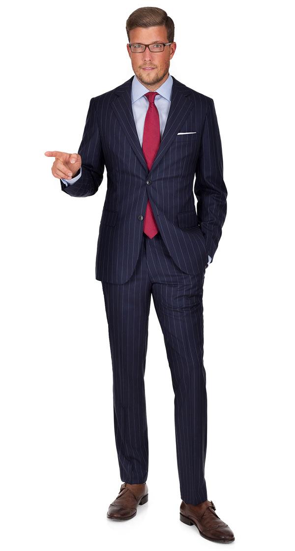 Vendetta Premium Navy Chalkstripe Suit