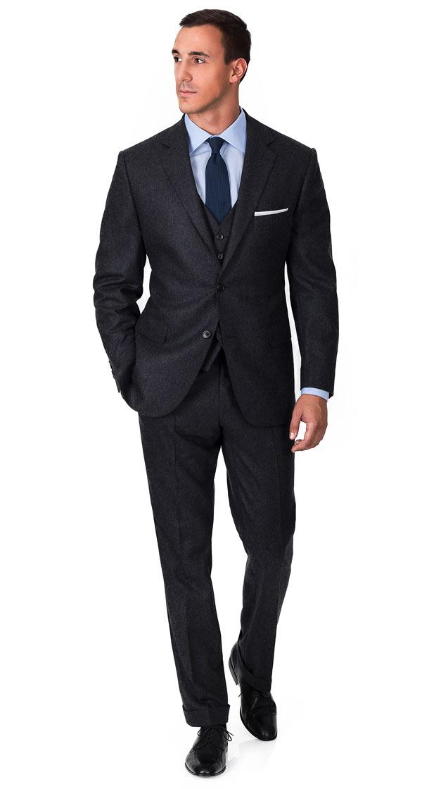 Charcoal Flannel 3 Piece Suit