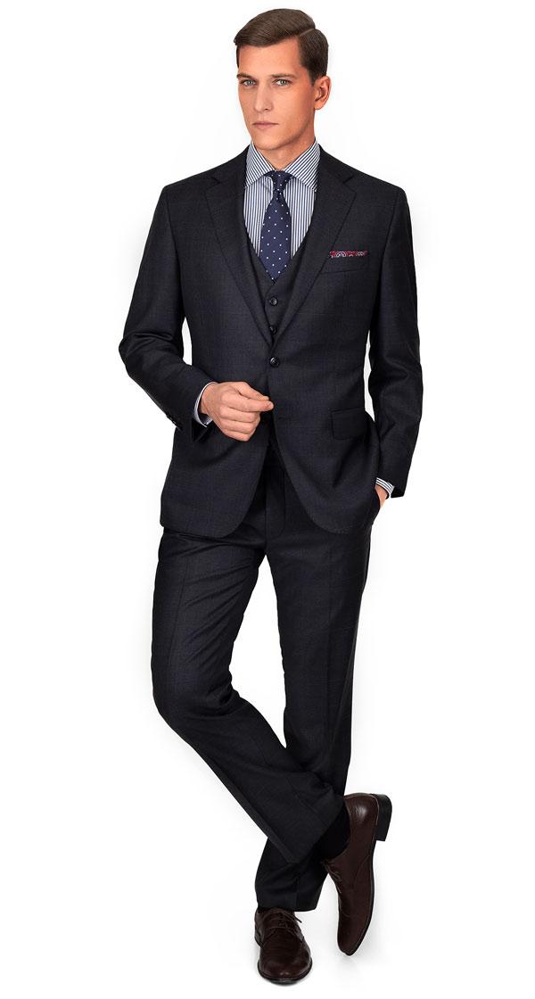 Premium Charcoal Plaid 3 Piece Suit