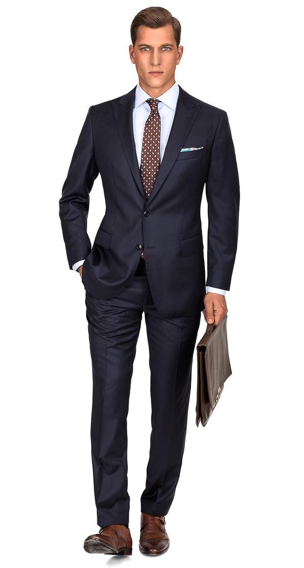 Premium Navy Pinstripe Suit