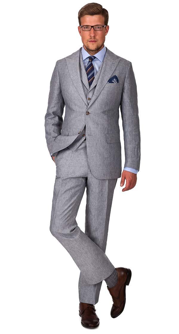 Grey Linen 3 Piece Suit