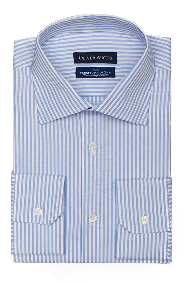 Light Blue Striped Pinpoint Oxford Shirt