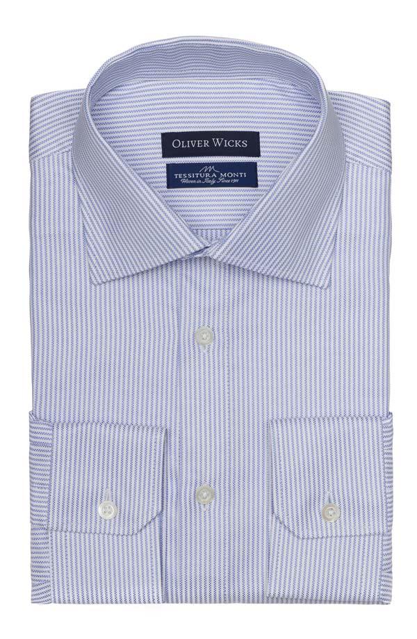 Light Blue Fine Striped Broadcloth Cotton Shirt
