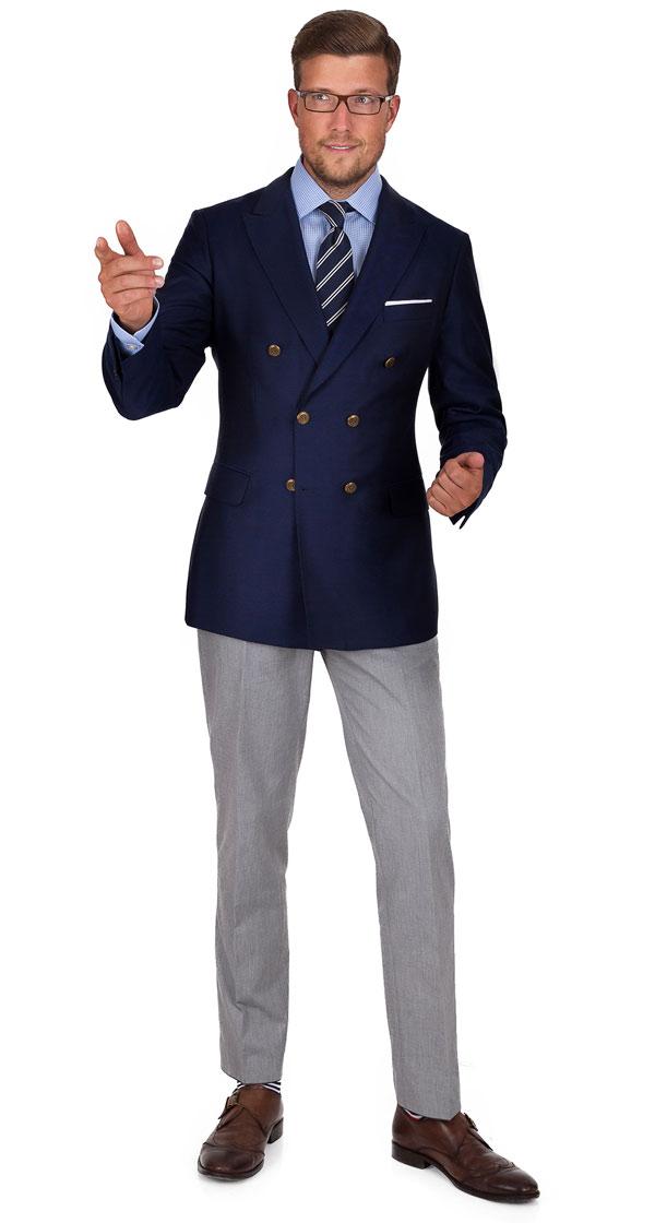 Deep Blue Blazer with Brass Buttons
