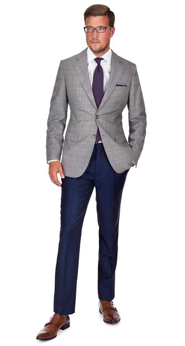 Vendetta Premium Grey & Red Plaid Blazer