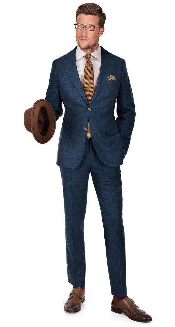 Teal Blue Wool Flannel Suit