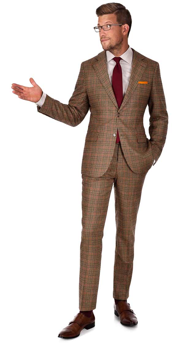 Light Brown Check Wool & Cashmere Suit