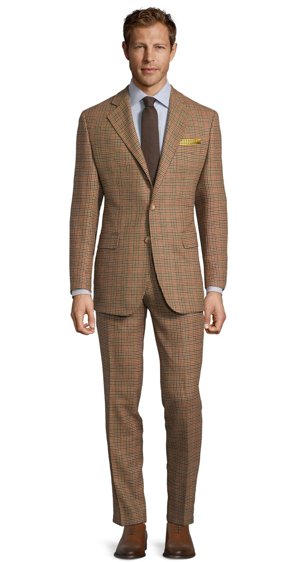 Light Brown Check Wool & Cashmere Suit