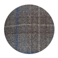 100% Super 110s Blue Check Warm Grey Natural Stretch Wool (Italy)