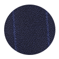 100% Super 160s Navy Blue Wide Chalkstripe Wool (Italy)